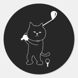 Pegatina Redonda Golf Cat Dad Men Golfing Golfer Club Puesta Gracio