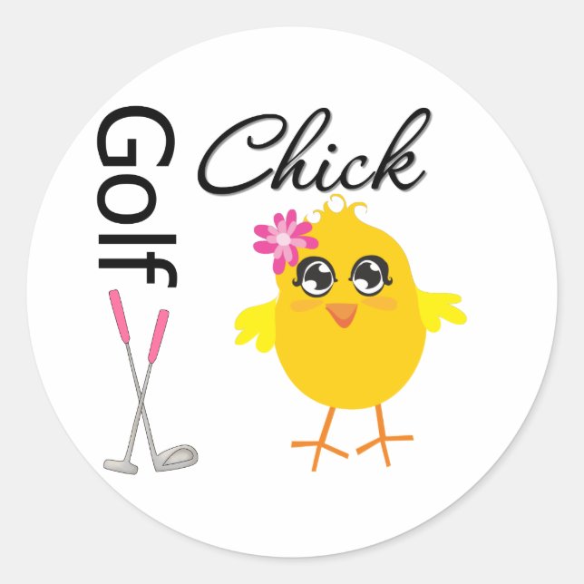 Pegatina Redonda Golf Chick (Anverso)