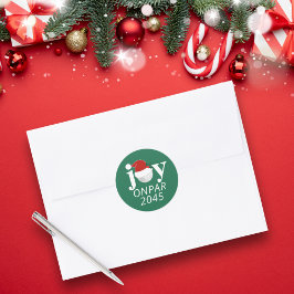 Pegatina Redonda Golf Christmas Holiday Joy Sticker Modern Green