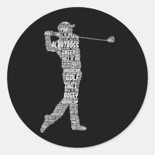 Pegatina Redonda Golf Club Golfer Golfing Men Boys Kids