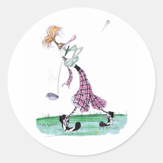 Pegatina Redonda golf completo, tony fernandes (Anverso)