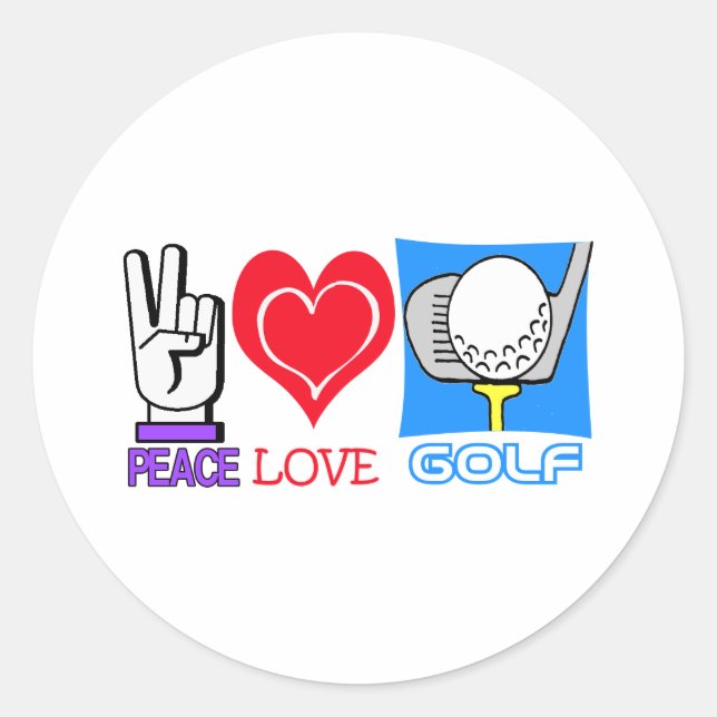 PEGATINA REDONDA GOLF DE AMOR DE LA PAZ (Anverso)