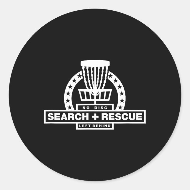 Pegatina Redonda Golf De Disco De Búsqueda Y Rescate (Anverso)