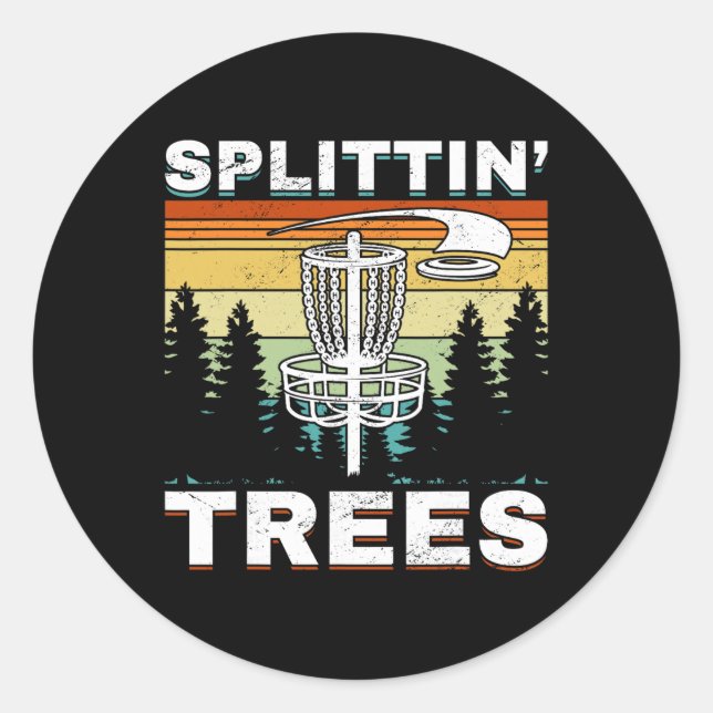 Pegatina Redonda Golf de disco Golf con frisbee Splittin´trees  (Anverso)