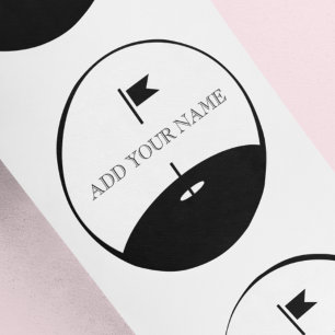 Pegatina Redonda Golf de Texto Personalizado