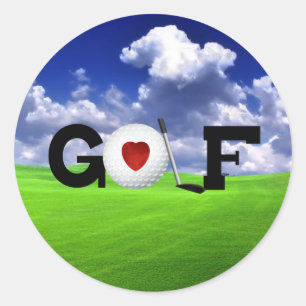 Pegatina Redonda Golf del amor