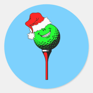 Pegatina Redonda Golf del navidad