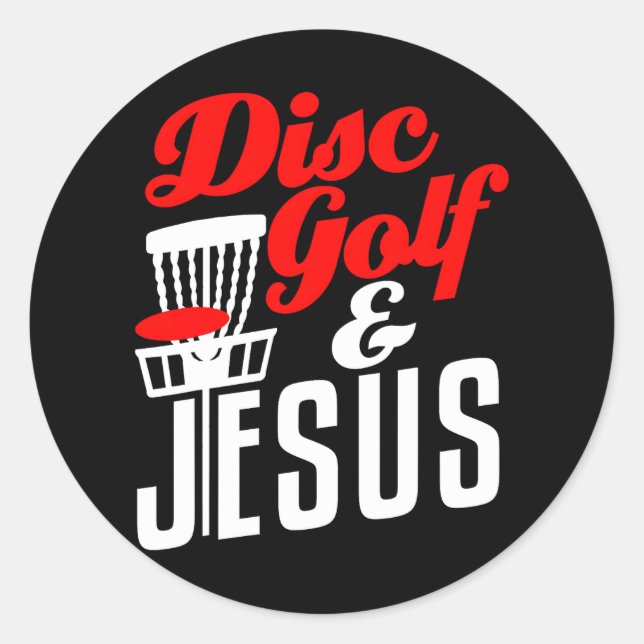 Pegatina Redonda Golf en disco Jesús Cristiano Funny Golfing Golfer (Anverso)