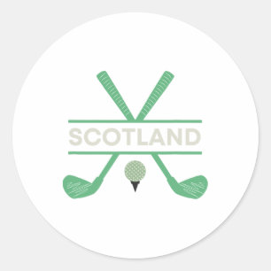 Pegatina Redonda Golf En Escocia