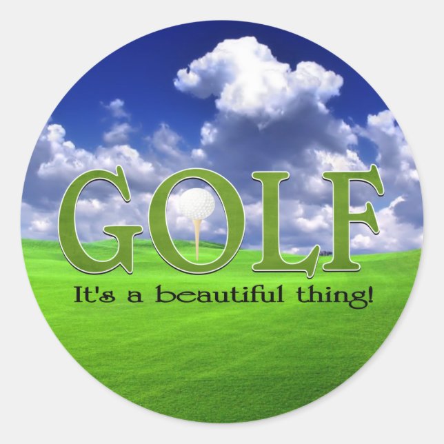 Pegatina Redonda Golf Es algo hermoso (Anverso)