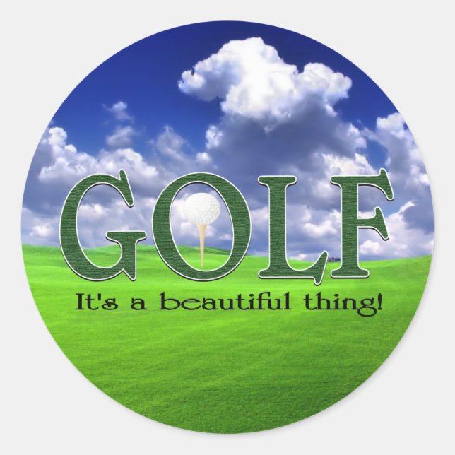 Pegatina Redonda Golf Es algo hermoso (Anverso)