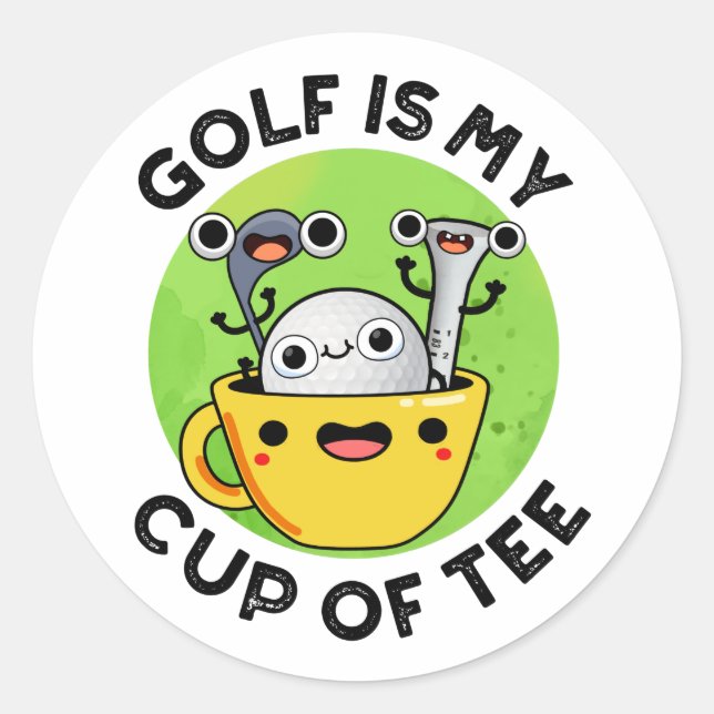 Pegatina Redonda Golf Es Mi Tee Funny Golf Pun (Anverso)