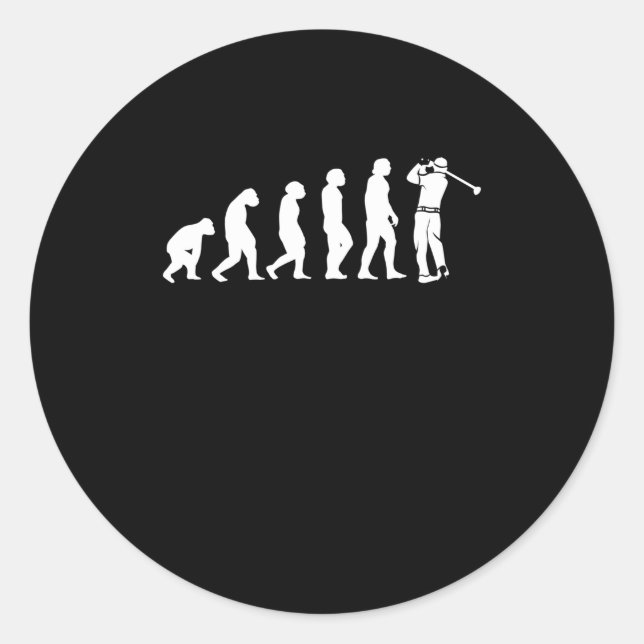 Pegatina Redonda Golf Evolution Human Ape Golfer (Anverso)