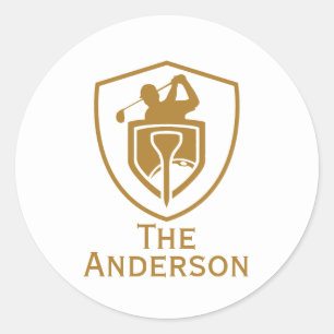 Pegatina Redonda Golf Gold Moderno