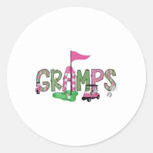 Pegatina Redonda Golf Gramps Agujero Rosa En Un Golf Primer Gir De 