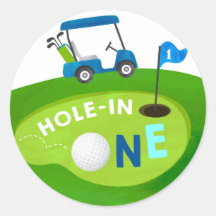 Pegatina Redonda Golf Hole In One Birday Par-Tee Favor Pegatinas