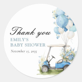 Pegatina Redonda Golf Let's Par-tee Boy Baby Shower