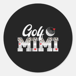 Pegatina Redonda Golf Mimi Leopardo Jugadora de Golf Mimi De Un Jug