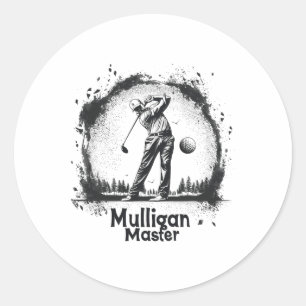 Pegatina Redonda Golf Mulligan Master Tees Gráficos Para Hombres Y 