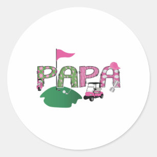 Pegatina Redonda Golf Papa Hole In One Golf Primer Fiesta de Cumple