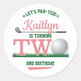 Pegatina Redonda Golf PAR-TEE 2º cumpleaños