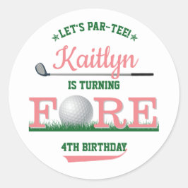 Pegatina Redonda Golf PAR-TEE 4º cumpleaños