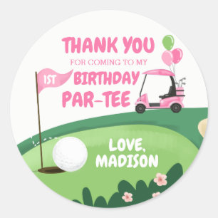 Pegatina Redonda Golf Par-Tee Cupcake Topper Boy Birthday Favor
