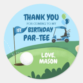 Pegatina Redonda Golf Par-Tee Cupcake Topper Boy Birthday Favor Cla