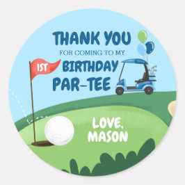 Pegatina Redonda Golf Par-Tee Cupcake Topper Boy Birthday Favor Cla