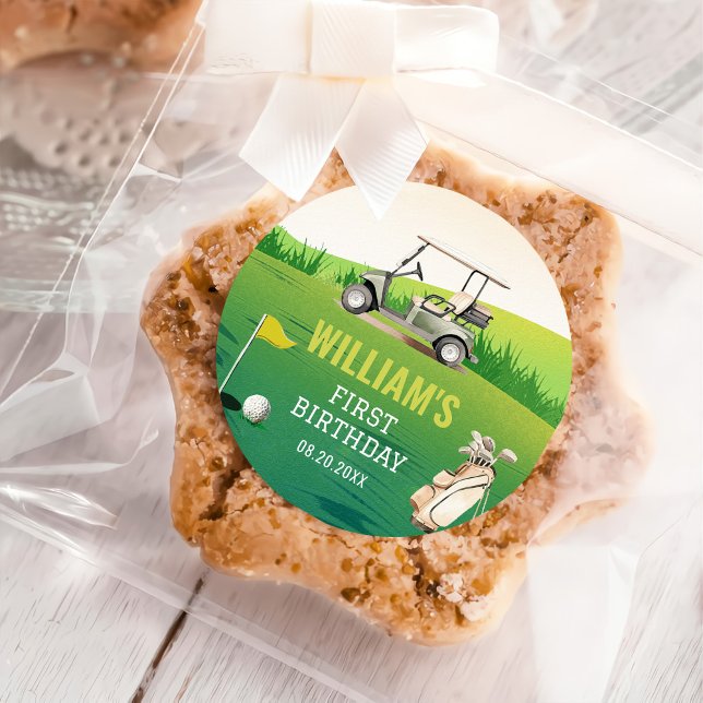 Pegatina Redonda Golf Par-Tee Hole en el cumpleaños de un niño (Subido por el creador)