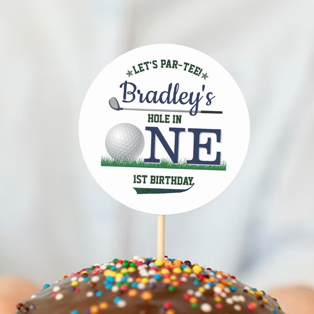 Pegatina Redonda Golf PAR-TEE Primer cumpleaños (Subido por el creador)