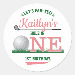 Pegatina Redonda Golf PAR-TEE Primer cumpleaños