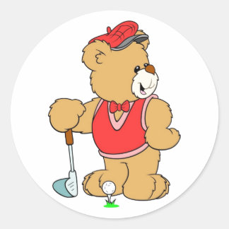 Pegatina Redonda Golf Pro Teddy Bear