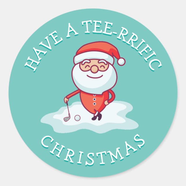 Pegatina Redonda Golf Pun Santa Claus (Anverso)