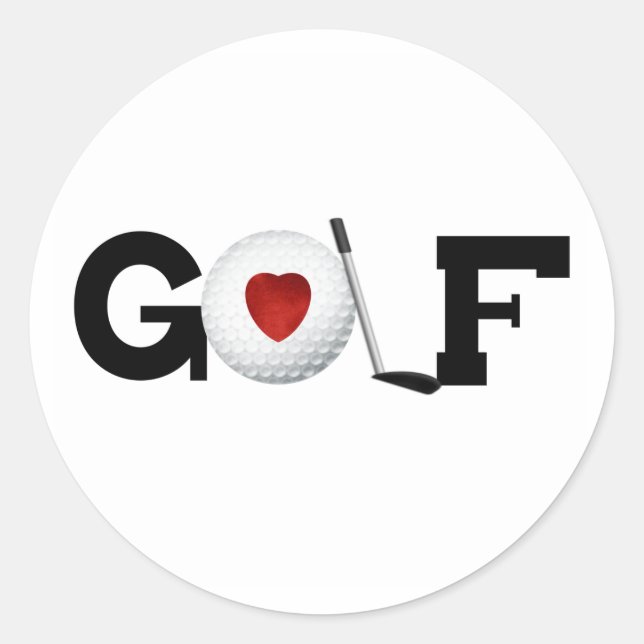 Pegatina Redonda Golf Red Heart (Anverso)