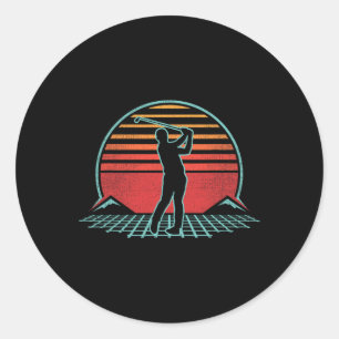 Pegatina Redonda Golf Retro Vintage Estilo 70s 80s Gif para Golfist