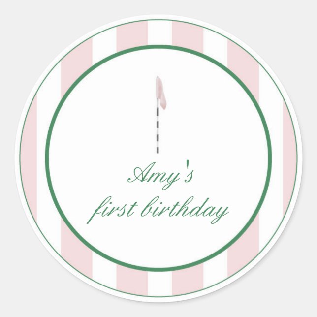 Pegatina Redonda Golf Rosa Gracias Pegatinas (Anverso)