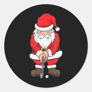 Pegatina Redonda Golf Santa Claus Swing Funny Golf