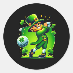 Pegatina Redonda Golf St Patricks Day Golf Irish Golfing