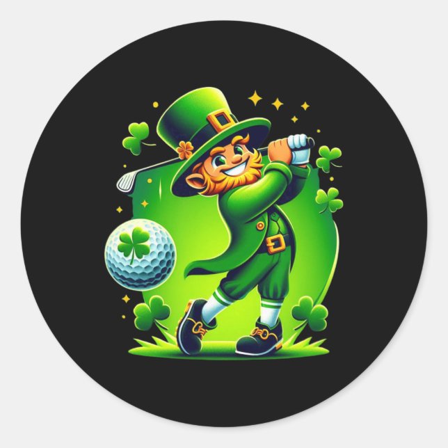 Pegatina Redonda Golf St Patricks Day Golf Irish Golfing (Anverso)