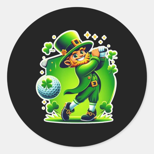 Pegatina Redonda Golf St Patricks Day Golf Irish Golfing 1 (Anverso)