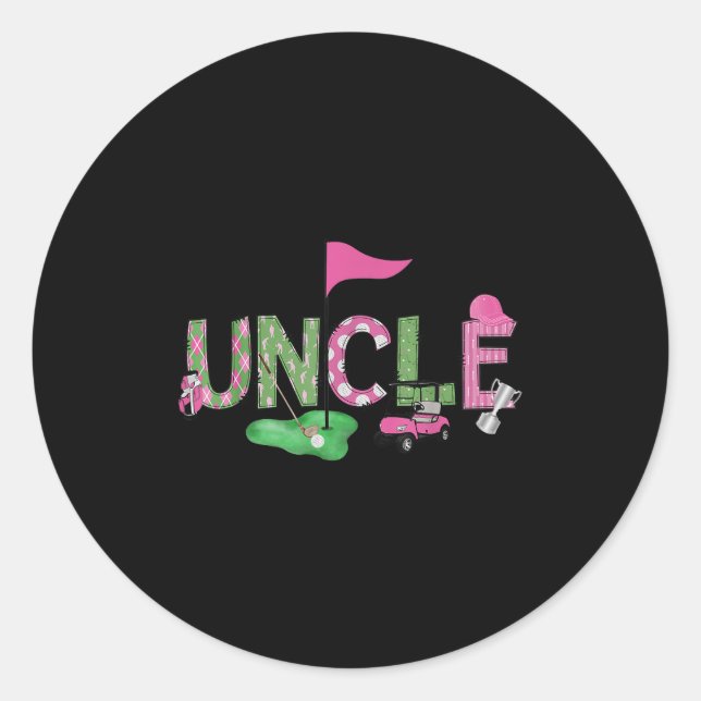 Pegatina Redonda Golf Uncle Nk Hole In One Golf 1st Birthday Girl  (Anverso)