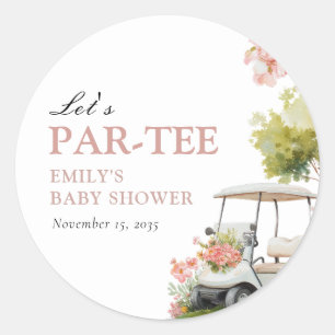 Pegatina Redonda Golf Vamos a Par-tir Chica Baby Shower