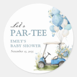 Pegatina Redonda Golf Vamos a Par-tir Niño Baby Shower