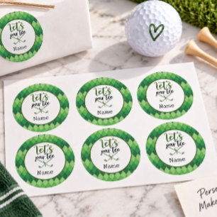 Pegatina Redonda Golf Vamos Par Tee para Fiesta de Golfista