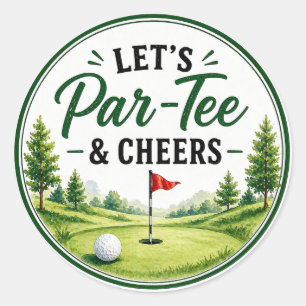 Pegatina Redonda Golf Vamos por Par Tee & Cheers para la fiesta del