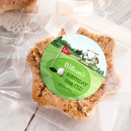 Pegatina Redonda Golf Verde 1er cumpleaños Par-tee