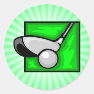 Pegatina Redonda Golf verde de neón