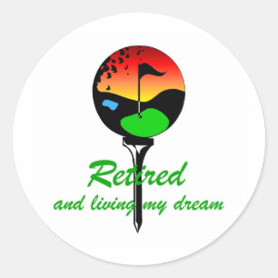 Pegatina Redonda Golf y jubilación