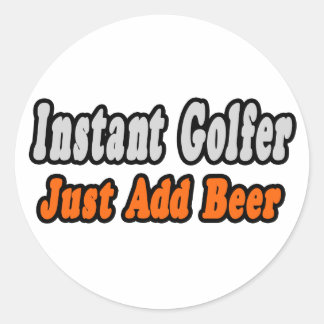 Pegatina Redonda Golfer...Add Beer